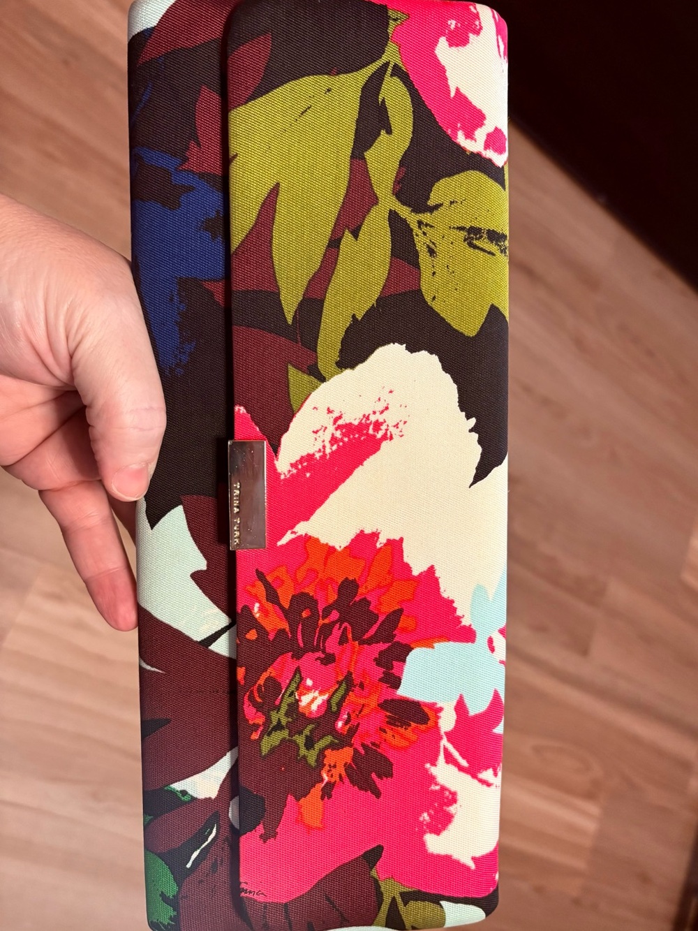 Trina Turk Floral Canvas Clutch in Pink, Green, Blue Multi